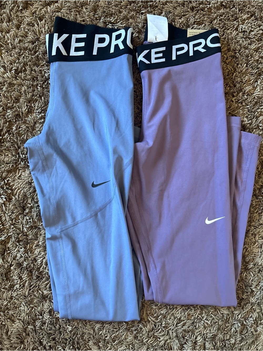 Nike Pro Girls' Light Blue and Lavender Performance Leggings - purple brand new